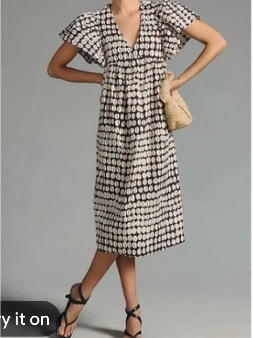 Anthropologie Black and White Dot Midi Dress - Picture 1 of 4